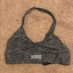 Gray PINK Halter SportsBra